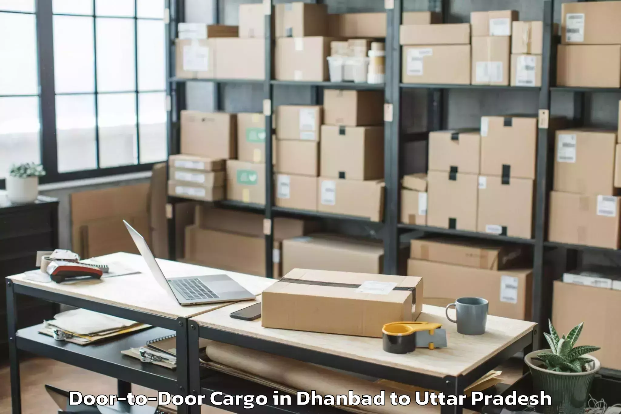 Easy Dhanbad to Kirakat Door To Door Cargo Booking